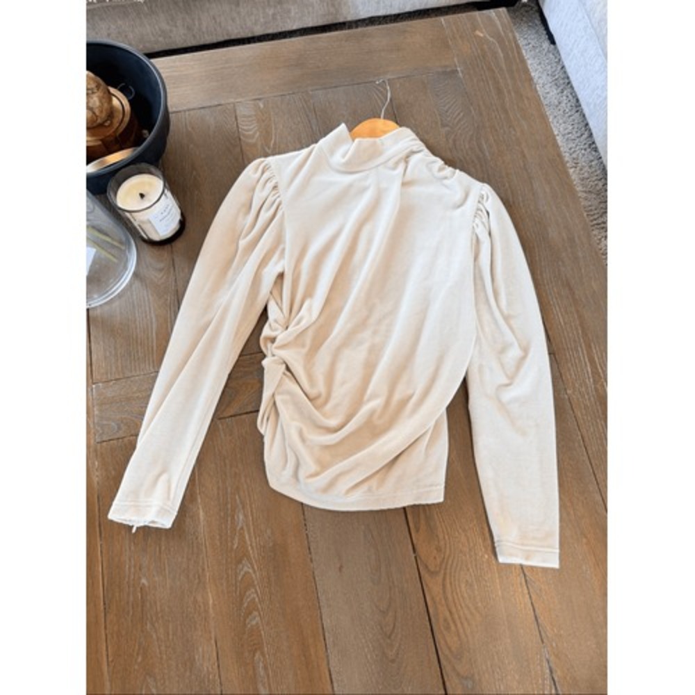 A.L.C. High Neck Ruched Top Women Cream Size 12 (TP1)